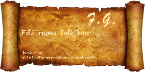 Fényes Gábor névjegykártya